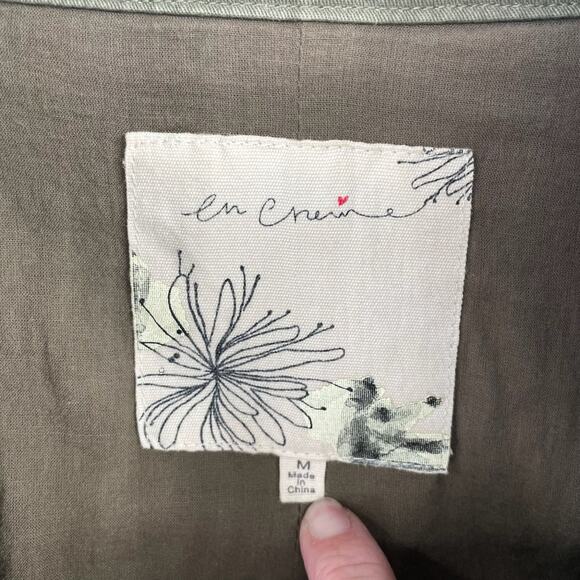 En Creme Floral Embroidered Military Jacket Women's Size‎ Medium Green - Picture 9 of 14